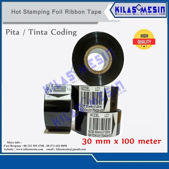 

Tinta Stempel - Plastik Wraping - Baterai Alkaline Ribbon Tape 30 Mm X 100 M Lc1 Pita Coding Tinta