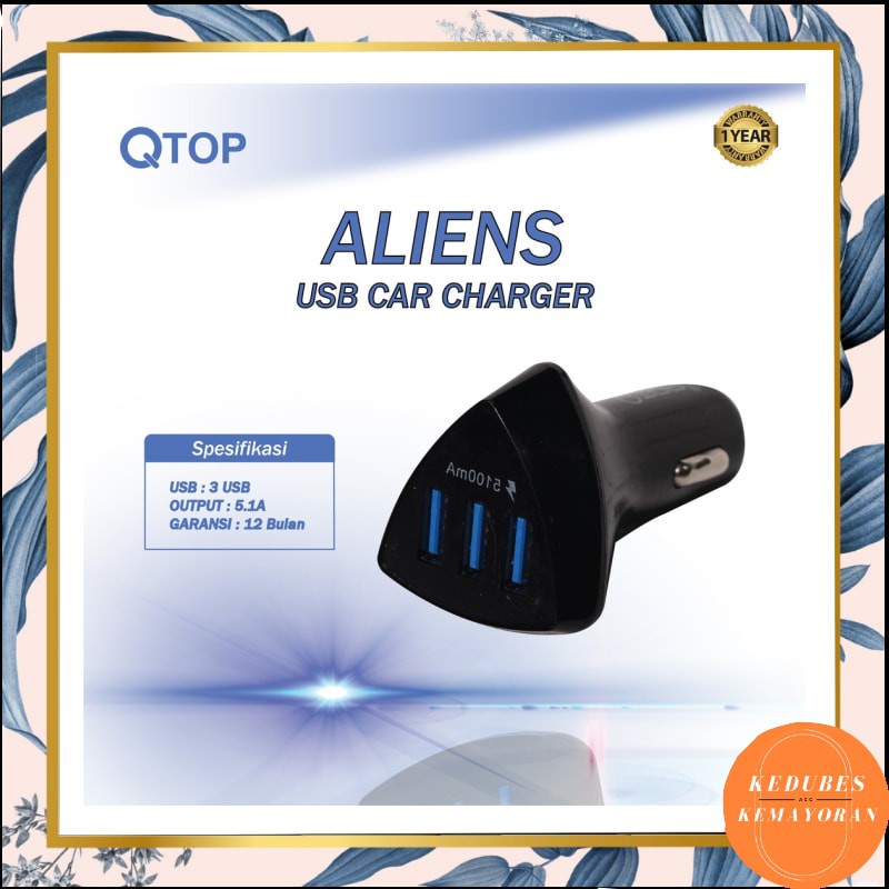 Qtop Saver Adaptor Mobil Aliens 3USB [kk]