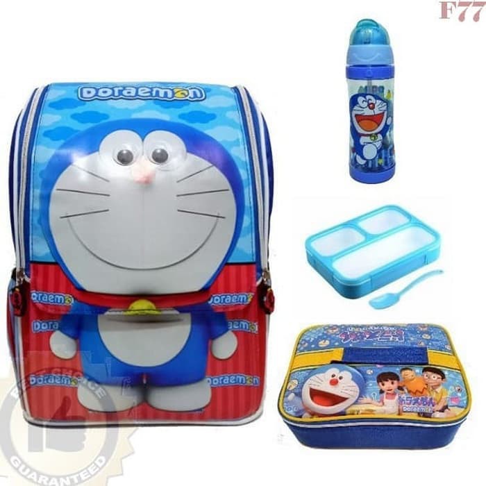 Tas Sekolah Anak TK PAUD Jepang Doraemon Lunch Box Set Botol Minum