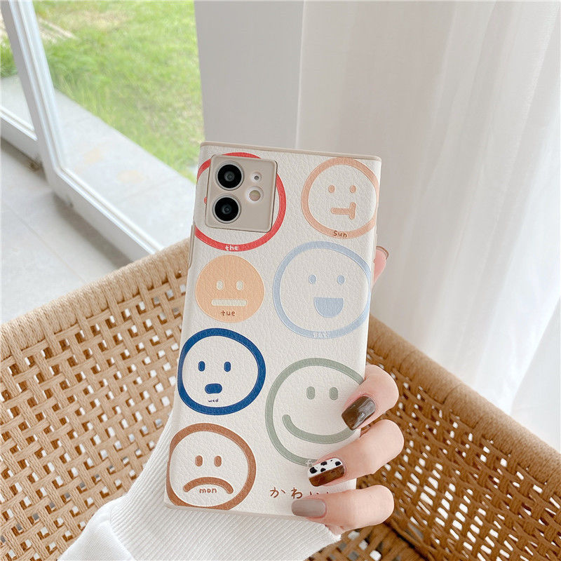 Casing Ponsel Emoticon Smiley Cangkang Lurus IPhone 11 12promax Cute iPhone Case 7 Mile 8Plus SE X All-Inclusive XS Drop Protection XR XSMAX 11promax 12 12promax