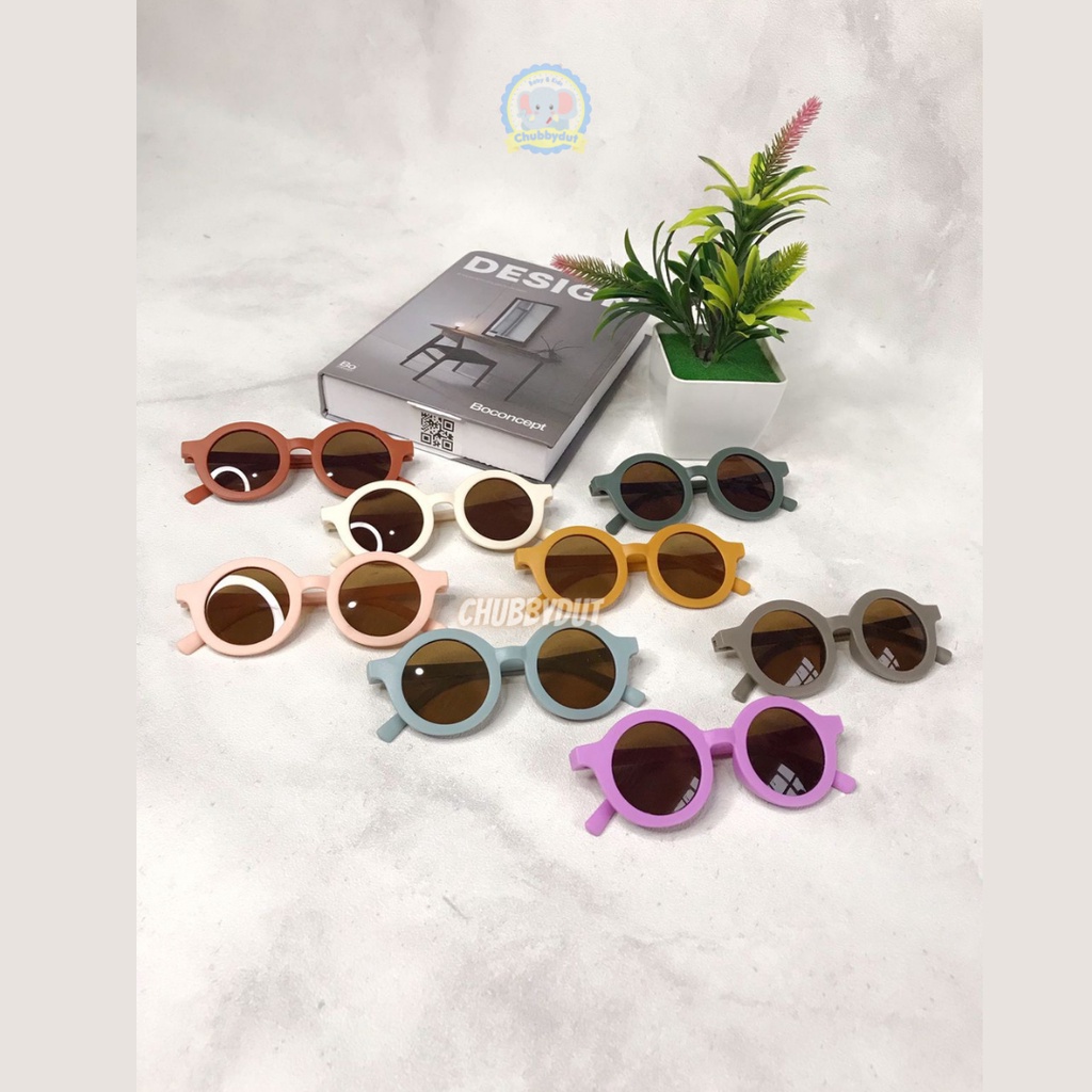 Kacamata anak bulat Retro Kacamata Hitam Anak Bayi Balita Kekinian unisex chubbydut-3