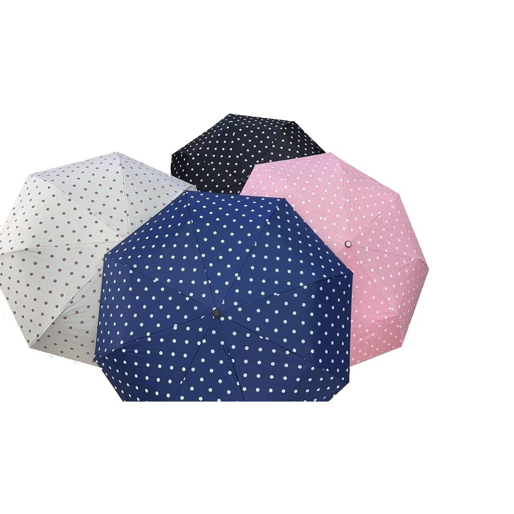 TCS09 Payung Lipat Polkadot Fashion Anti UV  Gagang Bengkok Model Cakep Cantik