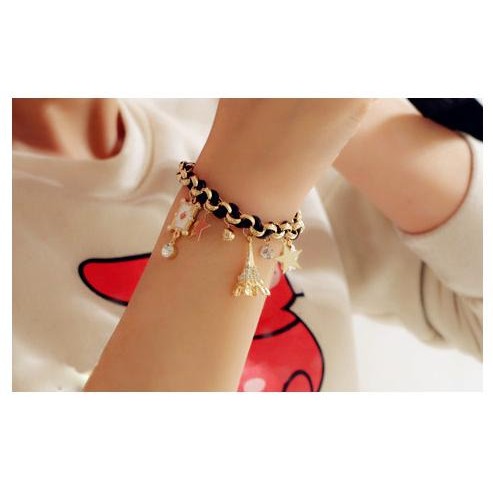 OILA gelang kulit eiffel tower / Eiffel Tower Leather Bracelet (3D4) JGE022