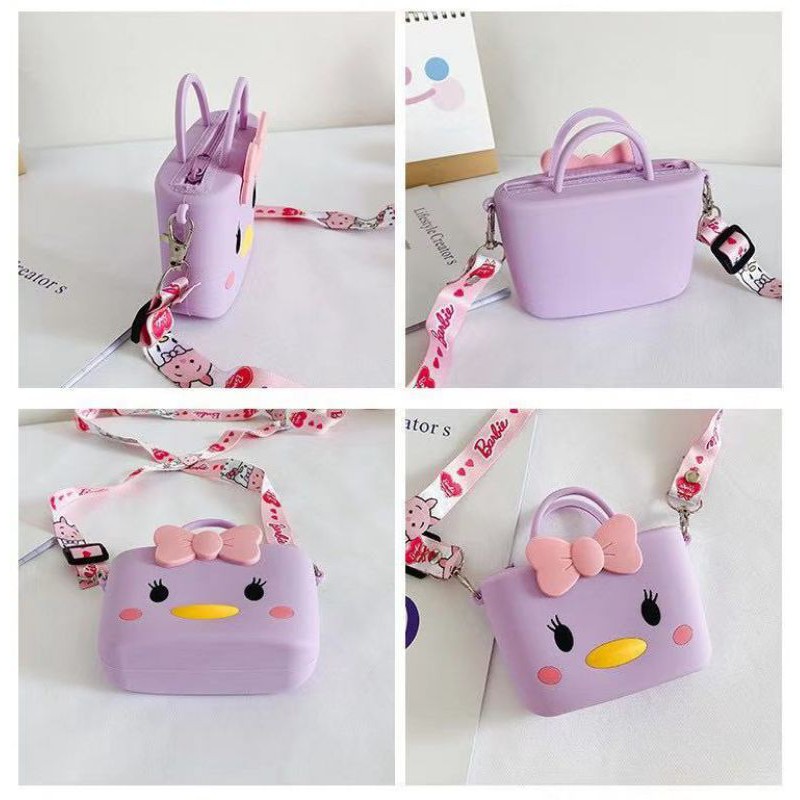 Laristerus79 TAS JELLY KARAKTER SILICONE SELEMPANG barbie desy duck karakter anak