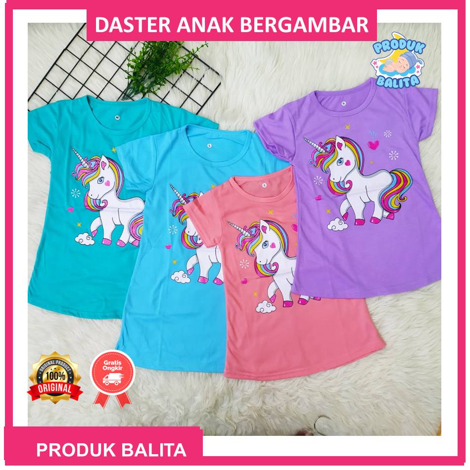 Daster Anak Perempuan Murah Unicorn Usia 2-11 Tahun Terlaris