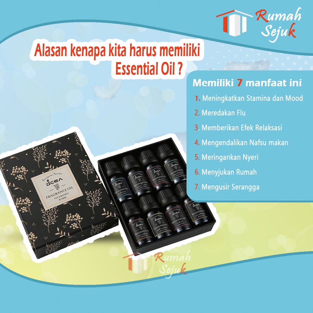 RS - 8 in 1 Aromaterapi Pure 100% Murni &amp; Alami Air Fragrance Essensial Pengharum Pewangi Esensial Esential Oil Aromatheraphy Ruangan RS-12 10ml Defuser Humidifer Minyak Humadifier Humudifier Humdifier Difusser Essential TSLM1 TSLM2 RH-17 Kamar Taffware