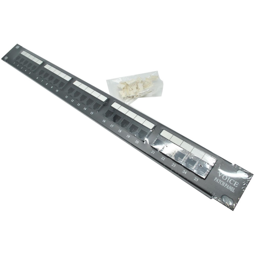 Cat3 RJ11 Telepon Patch Panel 25 Port for 1U 19 Inch Server Rack