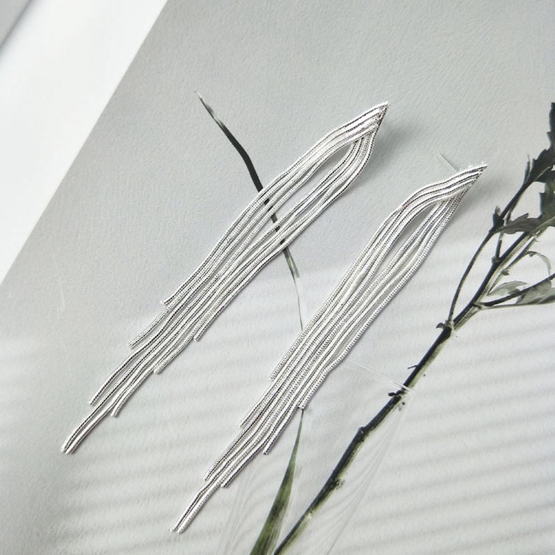 Anting Rantai Panjang Rumbai Tanpa Tindik Bahan Logam Gaya Bohemian Vintage Untuk Wanita