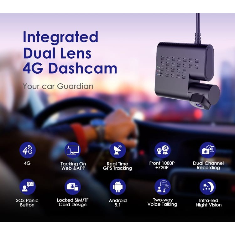 Azdome C9 4G WiFi GPS Dashcam Dual Camera