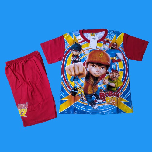 Setelan baju kaos Boboiboy size jumbo untuk BB 30 kg keatas