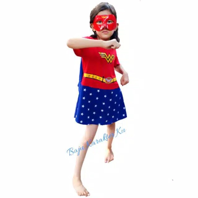 KOSTUM DRESS ANAK PEREMPUAN WONDER WOMAN WW DRESS ANAK USIA 2-10 TAHUN