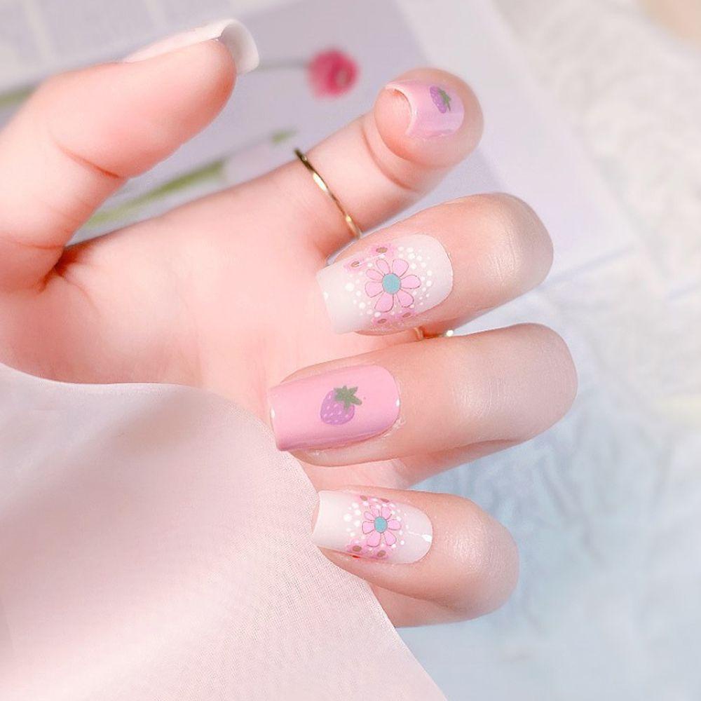 AUGUSTINA Agustina Stiker Kuku Huruf Gadis Bunga Pelangi Burung Kartun DIY Nail Decals