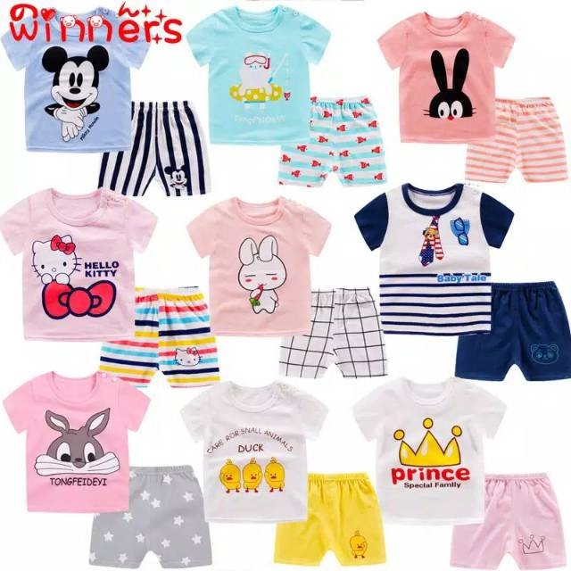 Setelan Pendek Anak Baju Anak Pendek Gambar Motif IMPORT QUALITY S22