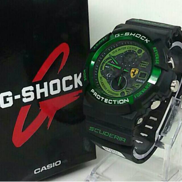 Jam tangan casio gshock ferrary black green kw super