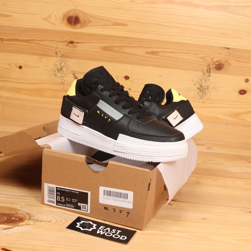 Sepatu Nike Air Force 1 Type N354 Low Black White