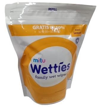 Mitu Wetties Family Wipes Tissue Basah Isi 60+30 Sheets 90's