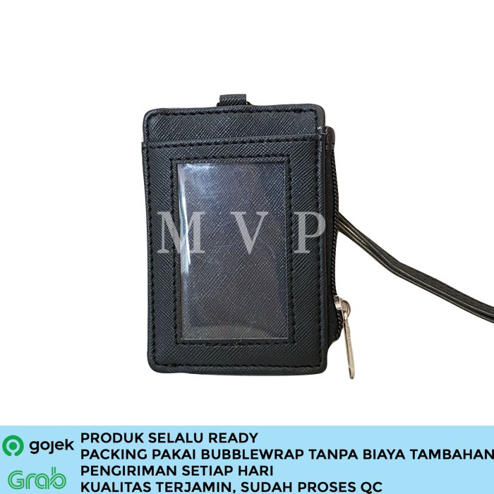 

Update Lanyard Retsleting Name Tag Id Card Holder Kulit Sintetis Hitam Hemat