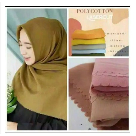 HIJAB LASERCUT BELLA SQUARE POLYCOTTON HITS KEKINIAN BELLA SQUARE LASERCUT BISA COD