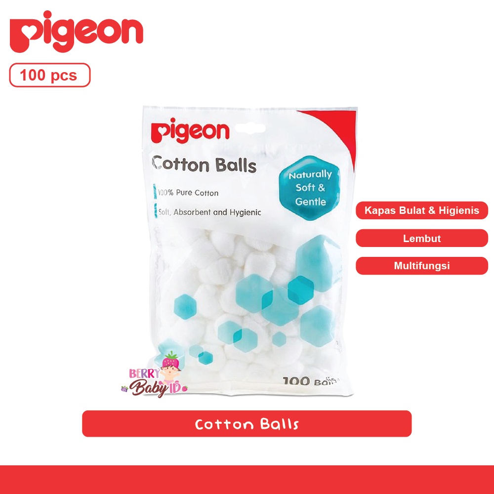 Pigeon Cotton Balls Bola Kapas Bulat Bayi Cotton Ball 100 pc Berry Mart