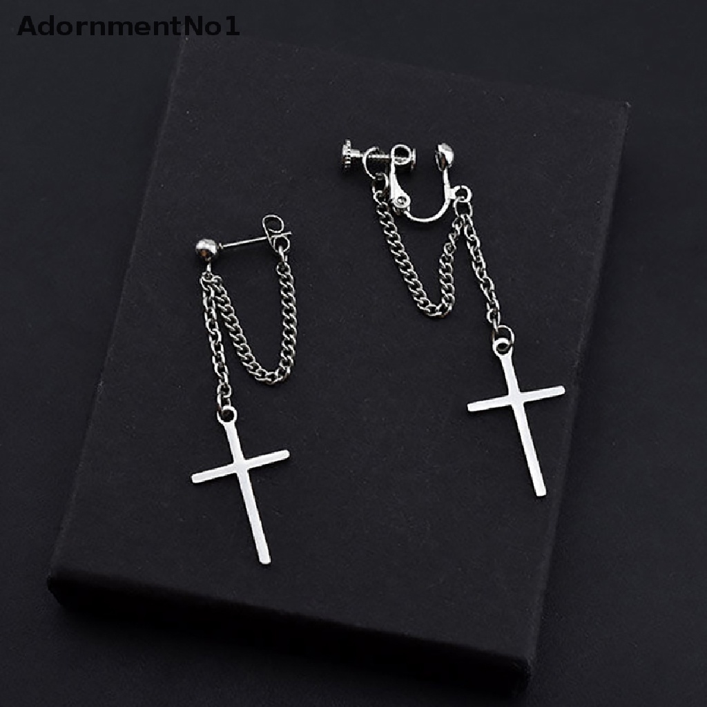 (AdornmentNo1) Anting Tusuk Bentuk Salib Bahan Stainless Steel Model Gothic / Rock Untuk Unisex