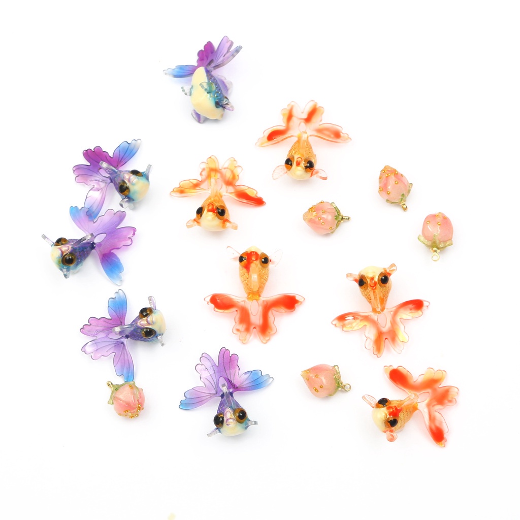 1 pcs/bag Acrylic Goldfish Strawberry Shape Charms Beads Pandents For DIY Jewelry Earring Jewelry Making Necklaces Accessories