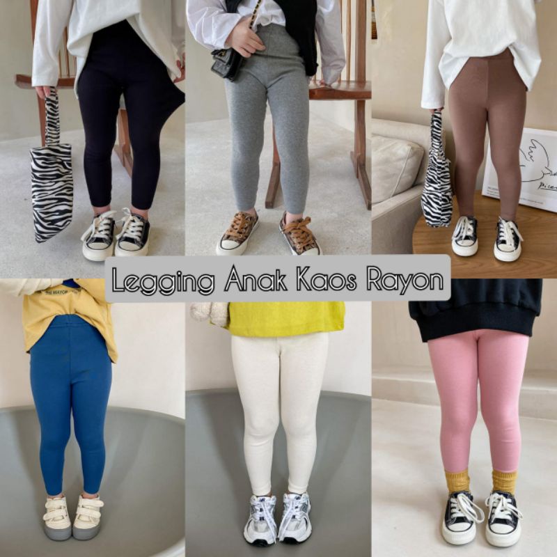 Legging Anak Perempuan Bahan Kaos Rayon Ukuran S-XL-XXL