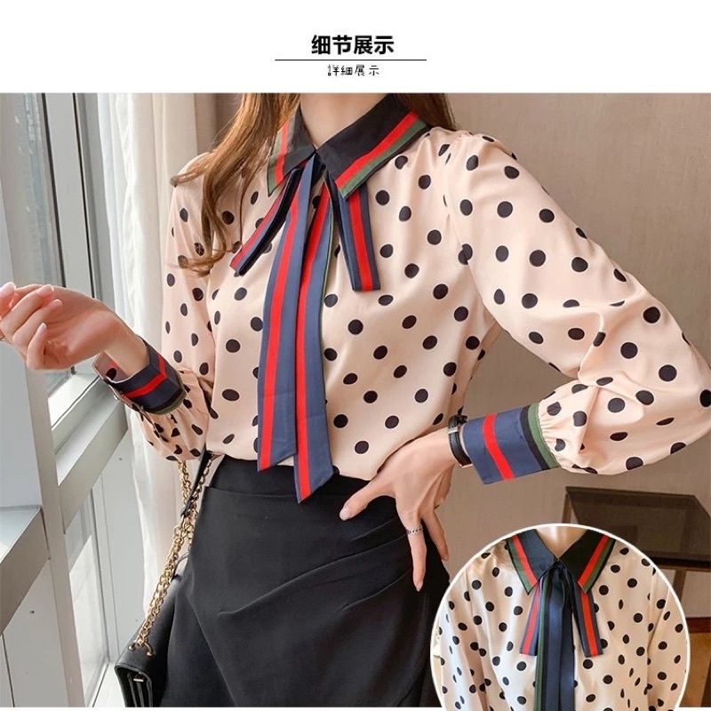 MDLV ~ 6844 Alvinica Detachable Tie Neck Shirt Kemeja Korea Kemeja Premium Blouse wanita Blouse Import Fashion Import