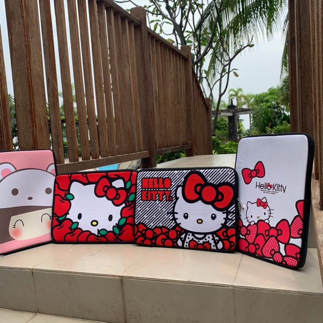 Tas Sarung Laptop Sleeve Softcase Hello Kitty Neoprene 14 inch - White