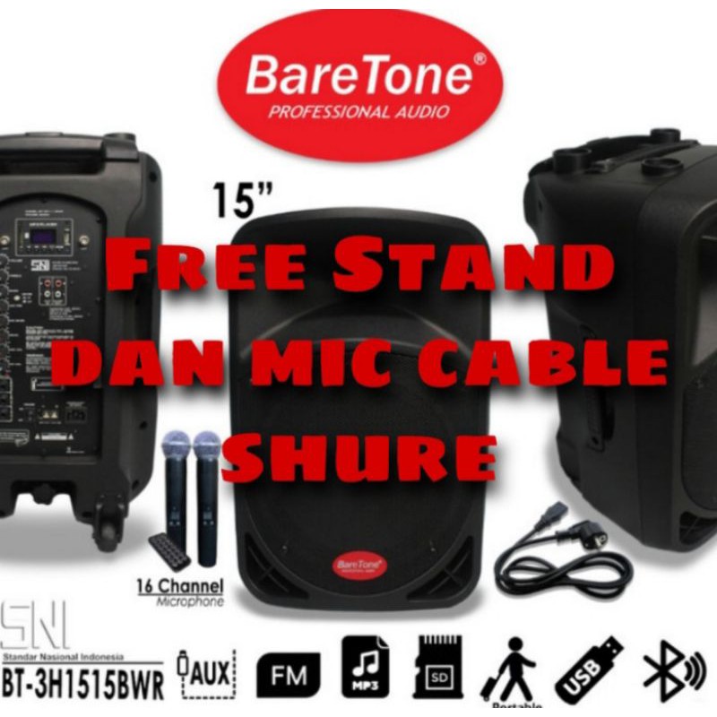speaker portable meeting wireless baretone 15 inch BT-15 BWR bluetooth