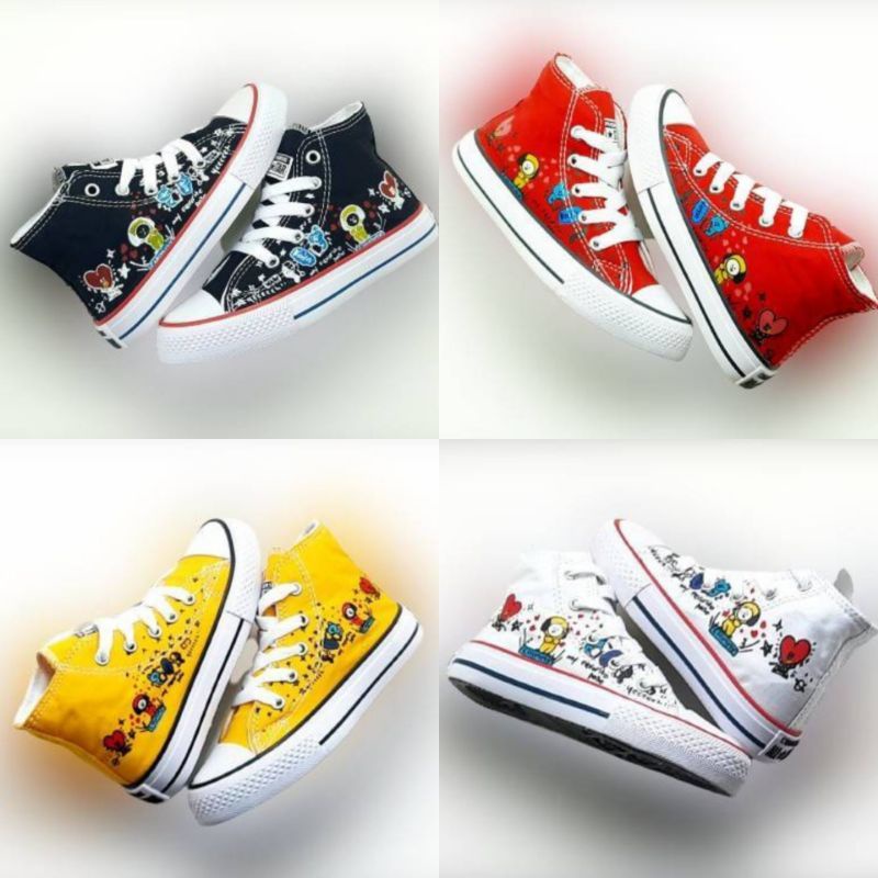 ( OBRAL )SEPATU ANAK CONVERSE ALL STAR (TALI) KARAKTER BT21/BTS  ( SNEAKER KIDS & JUNIOR)