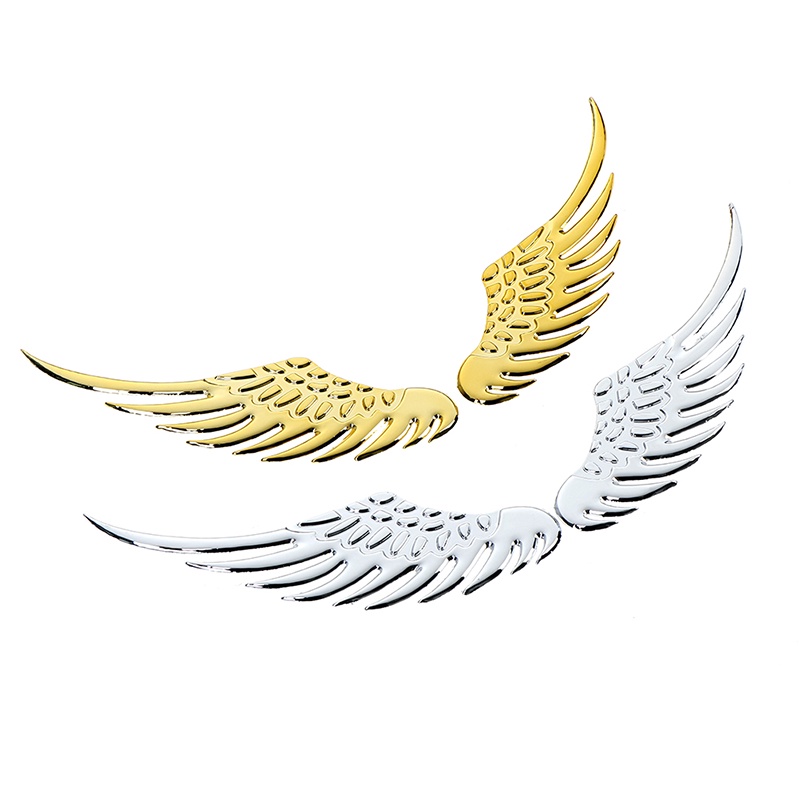 {LUCKID}1 Pair car 3D wings metal stickers car motorcycle accessories stickers