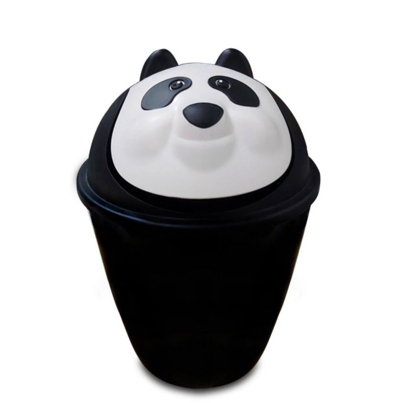 TEMPAT SAMPAH HITAM MODEL MOTIF KARAKTER PANDA