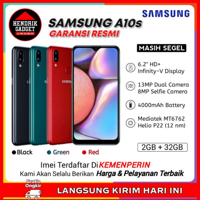 Hp Samsung A10s resmi / samsung A10s murah baru  resmi Ram 2 internal 32 - Garansi resmi sein