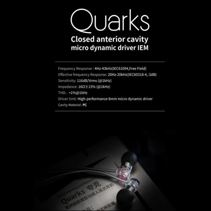 Moondrop Earphone Quarks Closed Anterior Cavity Micro Dynamic - Garansi Resmi 1 Tahun Casei