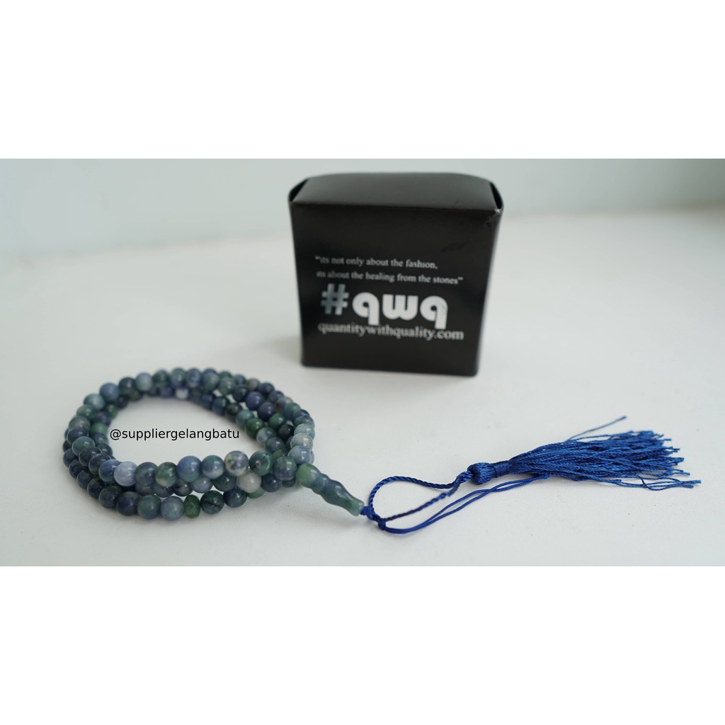 tasbih batu LAZURIT BIRU HIJAU 8mm 99 butir tasbeh BERSERAT TEMBUS