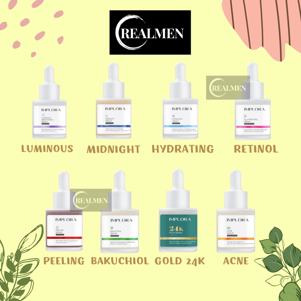 (BPOM) IMPLORA FACE SERUM LUMINOUS BRIGHT SERUM 24K GOLD ACNE PEELING MIDNIGHT HYDRATING SERUM WAJAH IMPLORA