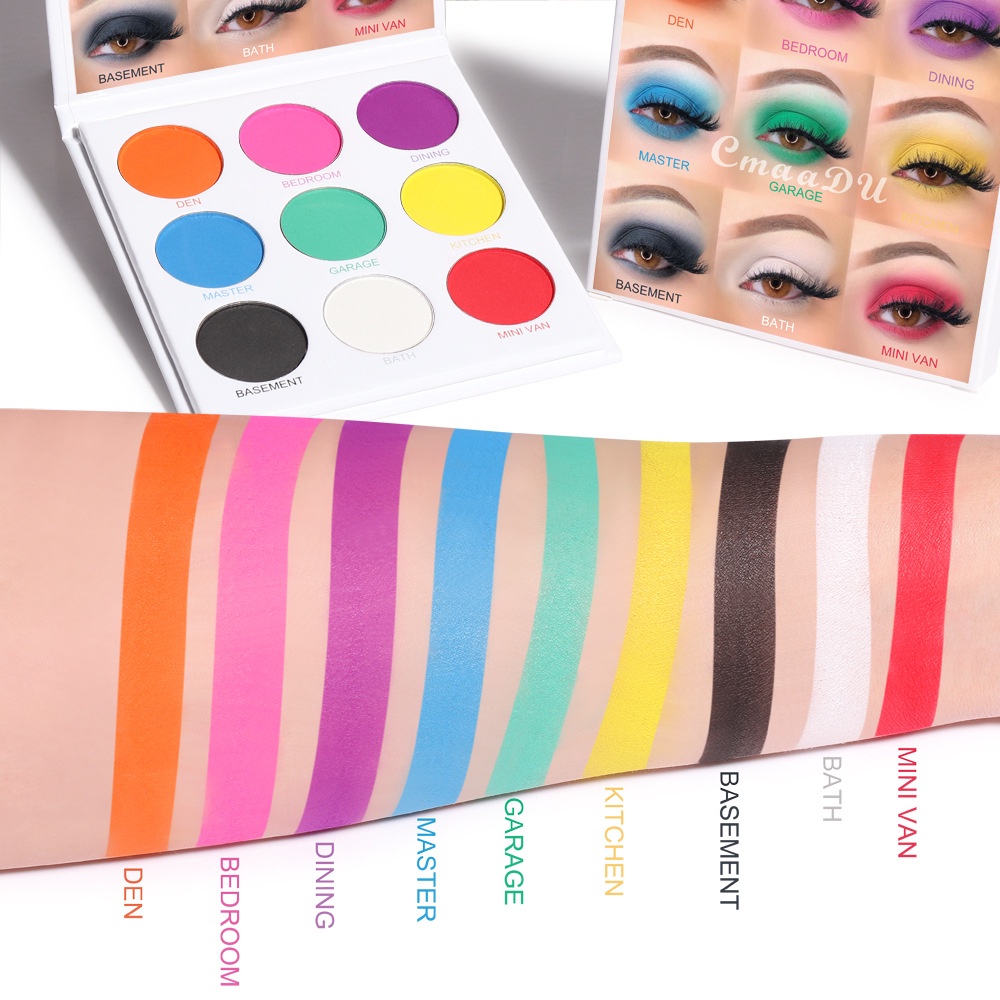 CMAADU EYESHADOW MATTE AND METALIC RAINBOW 9 SHADES