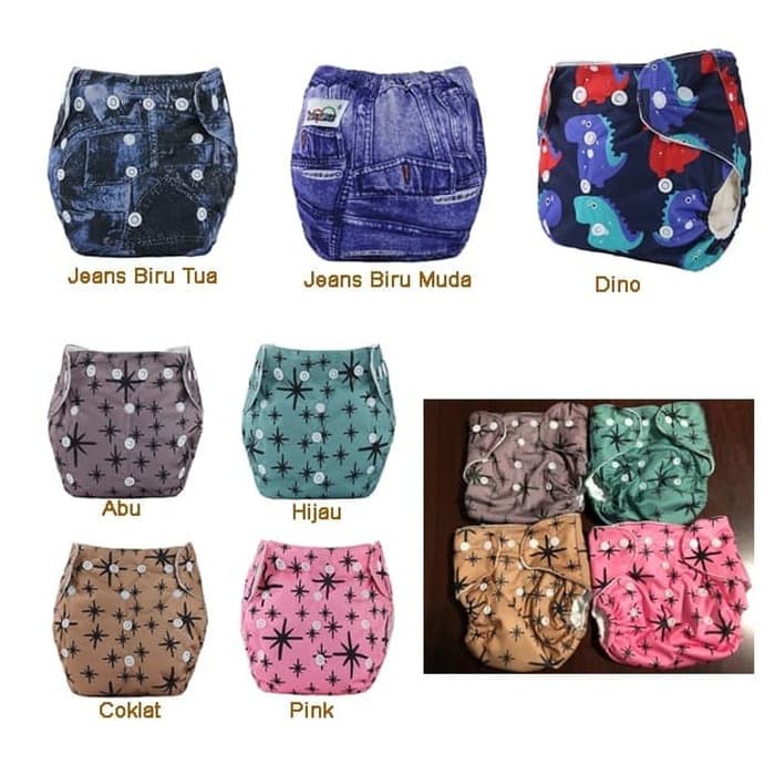 PRINTED Popok Kain Clodi Diaper Popok Kain Berkancing Motif - Anti Bocor