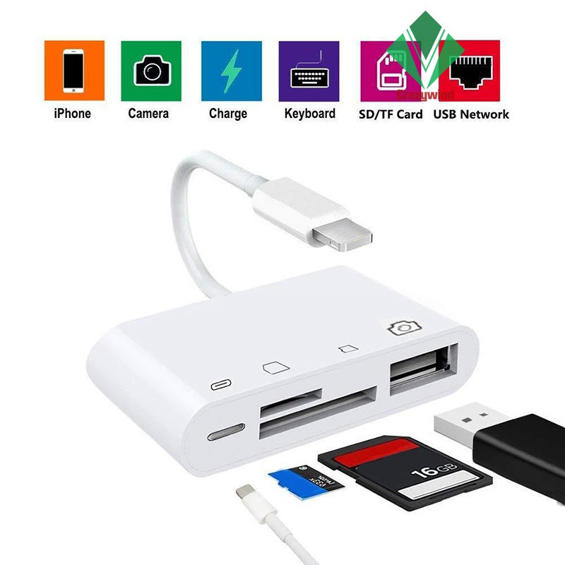 For Lightning To Usb Camera Adapter Micro Sd Card Reader Usb 3 0 Otg Cable For Iphone X 7 8 Shopee Indonesia