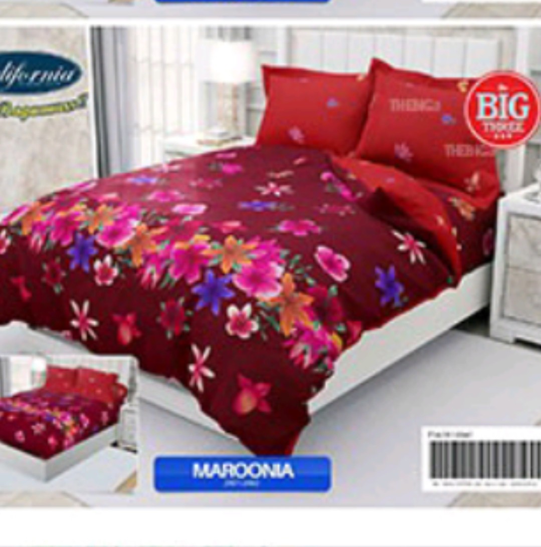 Promo Bedcover Saja California 200x200 Balena Mickey Geo Mirah Rosea - King 180 Queen 160 Bc