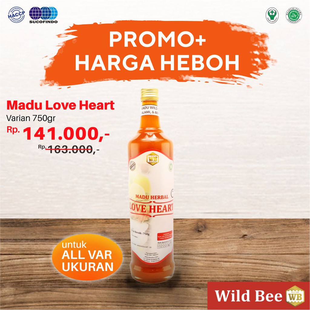 

Madu Love Heart / Madu Herbal - Garansi Murni - Wild Bee