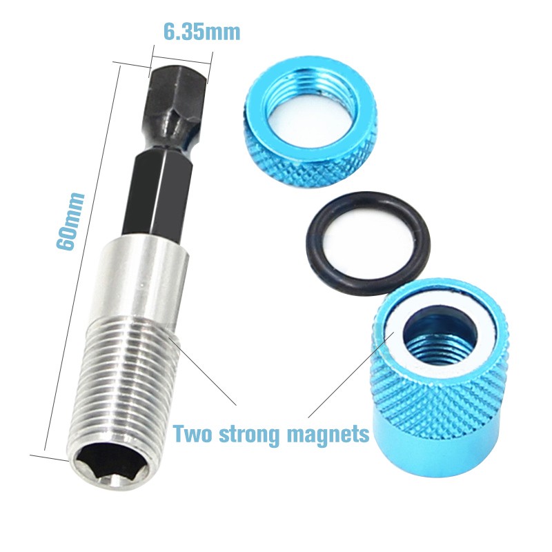 Chuck Adapter Extender Obeng Hexagon Magnetik Shank 1/4 Inch - Blue - OMOTCDBL