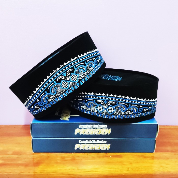 Peci Batik Biru Nusantara Songkok Nasional Ukuran Anak & Dewasa  Bisa Bayar Di Tempat