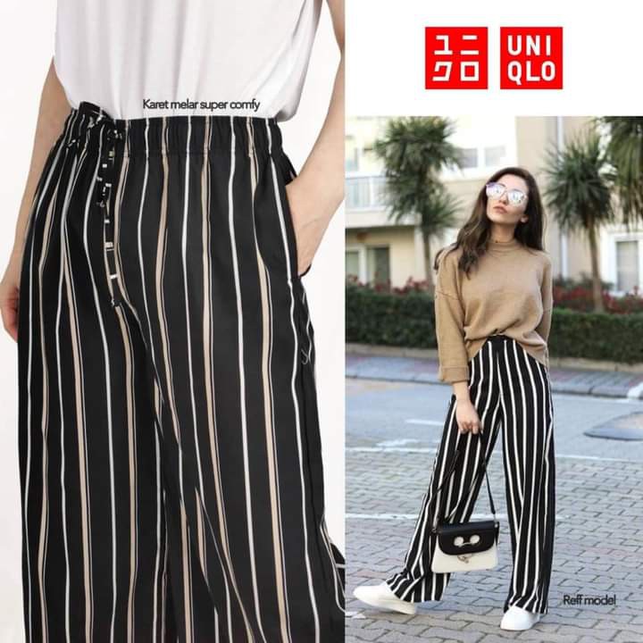 Uniqlo Kulot Panjang – Salur ( Celana Kulot Wanita Perempuan Casual ) UNIQLO