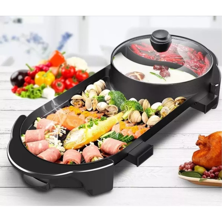 Panggang Panggangan BBQ Grill dan Panci Suki Hotpot 2in1 Shabu Shabu Kuah Listrik Griller XL