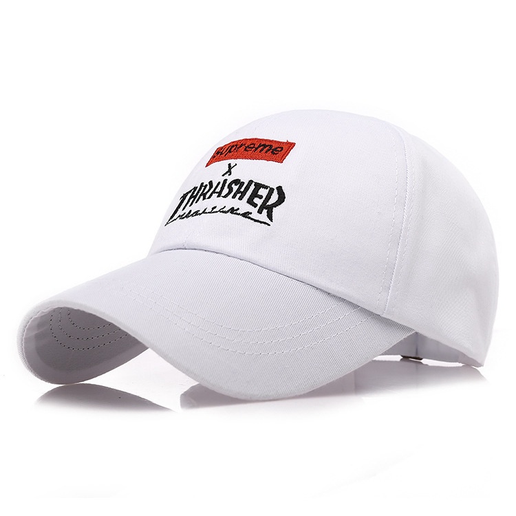 THRASHER Topi baseball Motif Bordir Tulisan Supreme Bahan Katun Untuk Pria Dan Wanita