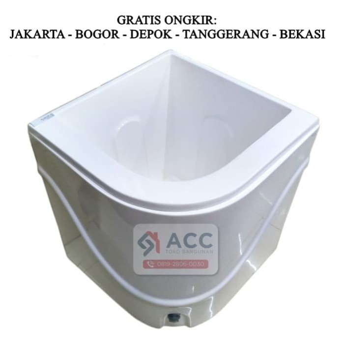 Bak Air Marble Putih 55 / Bak Air Sudut / Bak Air Kamar Mandi Putih