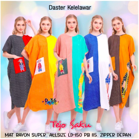 DASTER KELELAWAR TEJO SAKU HOMEDRESS RAYON SUPER JUMBO BIG PLUS SIZE LD 140 XXXXXXL 6L BU TEDJO