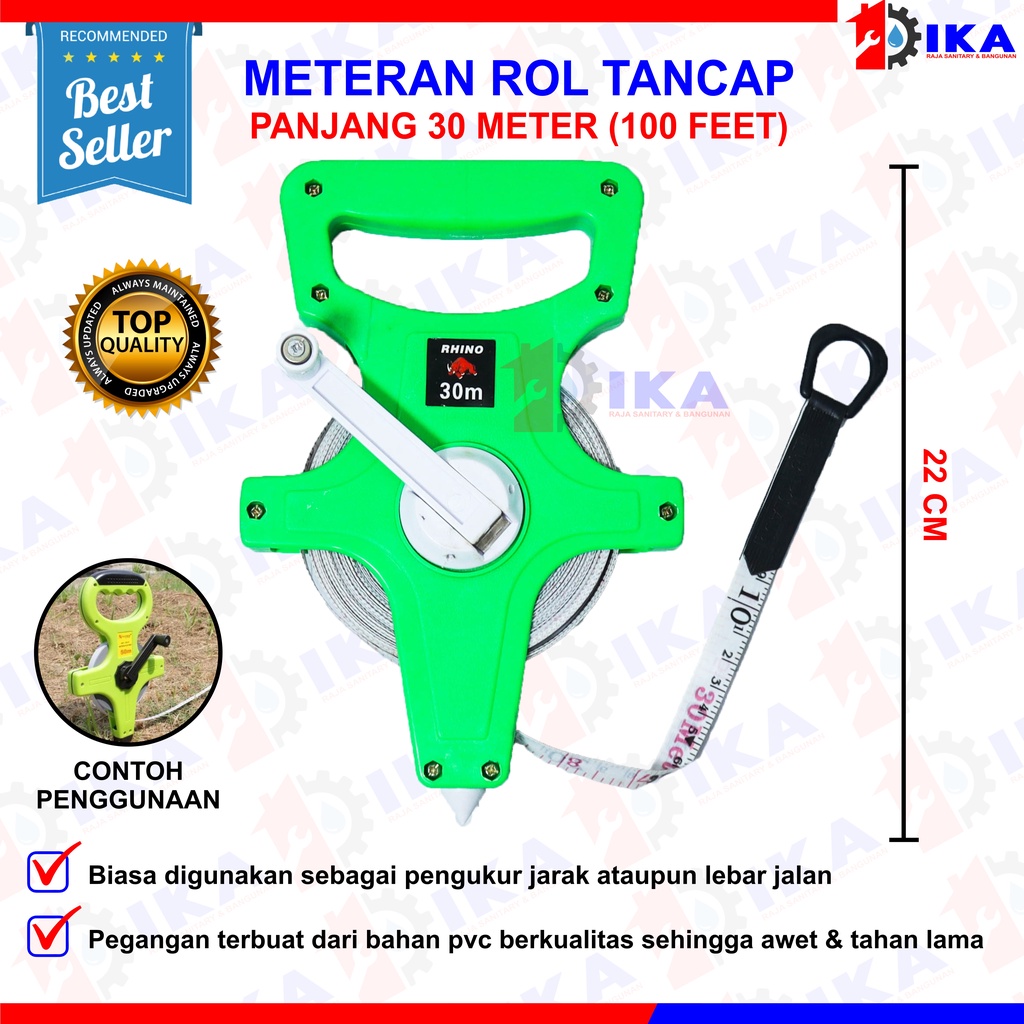 METERAN TANCAP TANAH 30M OLL-1053 / 50M OLL-1054 / 100M OLL-1055 FIBER ROLL PANJANG METERAN ROL FIBER MEASURING TAPE