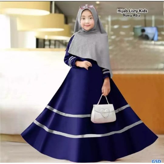 LISTY SYARI KIDS 9-12 Tahun MOSCREPE Dapat GAMIS + HIJAB Gamis Anak Perempuan Gamis Anak Murah 2021